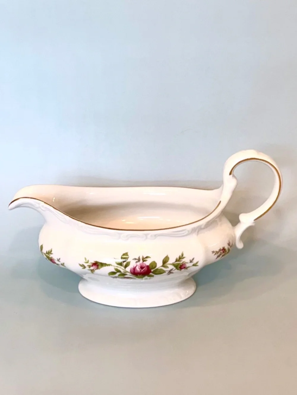 NWOT, Vintage Johann Haviland Traditions Elegant Moss Rose Pattern Gravy Boat